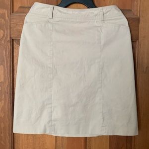 JCrew size 8 Khaki skirt. Great condition. Small bluish stain at top. See pic.